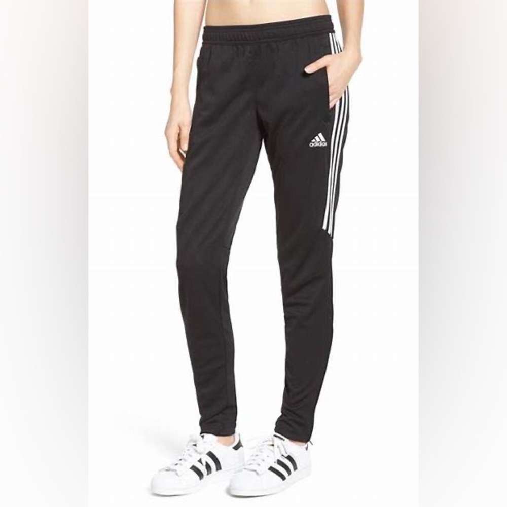 Adidas black trio 17 stripe pocket legging jogger pants